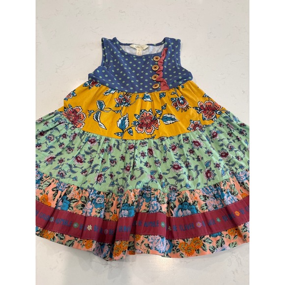 Matilda Jane Other - Matilda Jane Girls Mixed Print Tiered Floral Polka Dot Sleeveless Dress boho